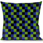 Buckle-Down Throw Pillow - Checker Trio Green/Black/Blue Throw Pillows Buckle-Down   