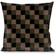 Buckle-Down Throw Pillow - Checker Trio Tan/Black/Olive Throw Pillows Buckle-Down   