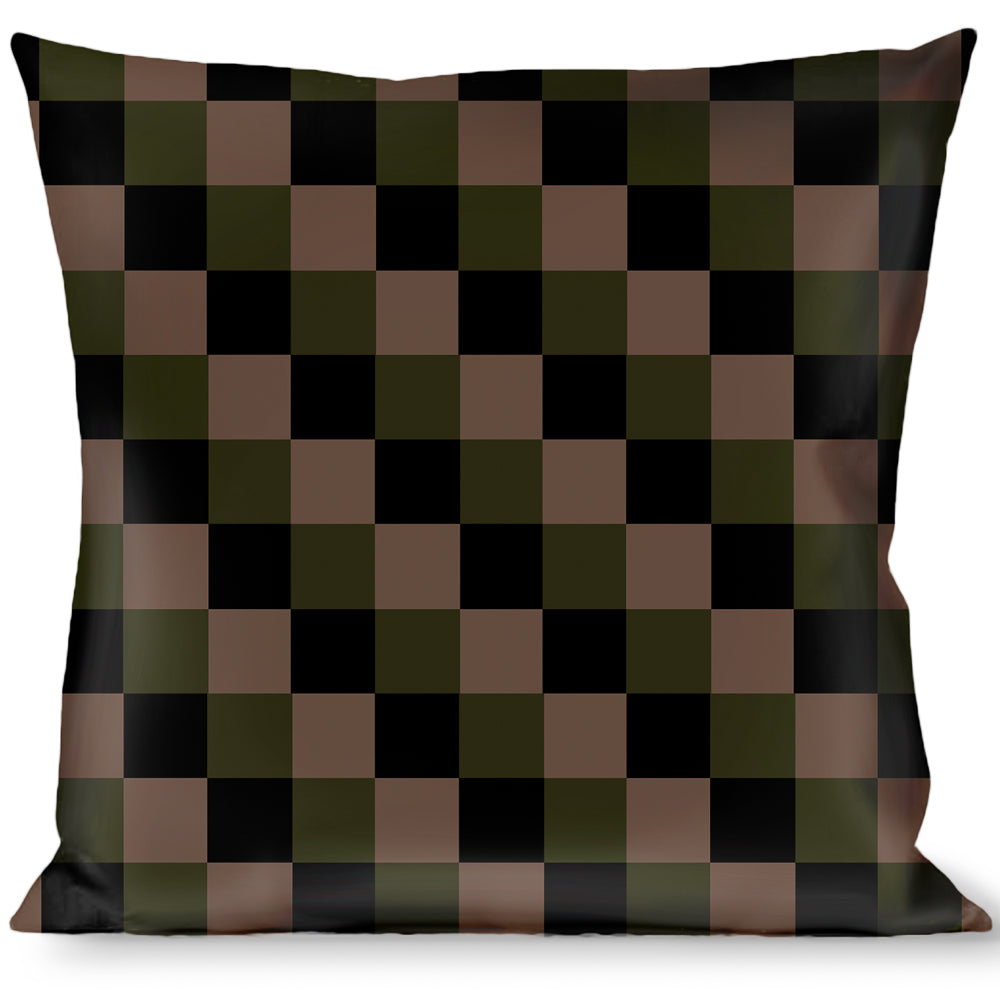 Buckle-Down Throw Pillow - Checker Trio Tan/Black/Olive Throw Pillows Buckle-Down   