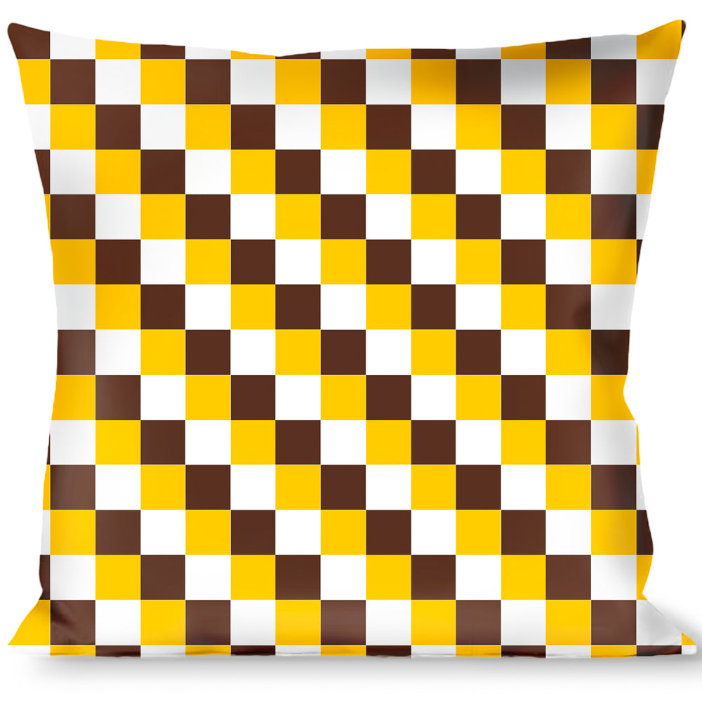 Buckle-Down Throw Pillow - Checker White/Gold/Brown Throw Pillows Buckle-Down   