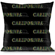 Buckle-Down Throw Pillow - CALIFORNIA/Bear Silhouette Black/Camo Olive Throw Pillows Buckle-Down   