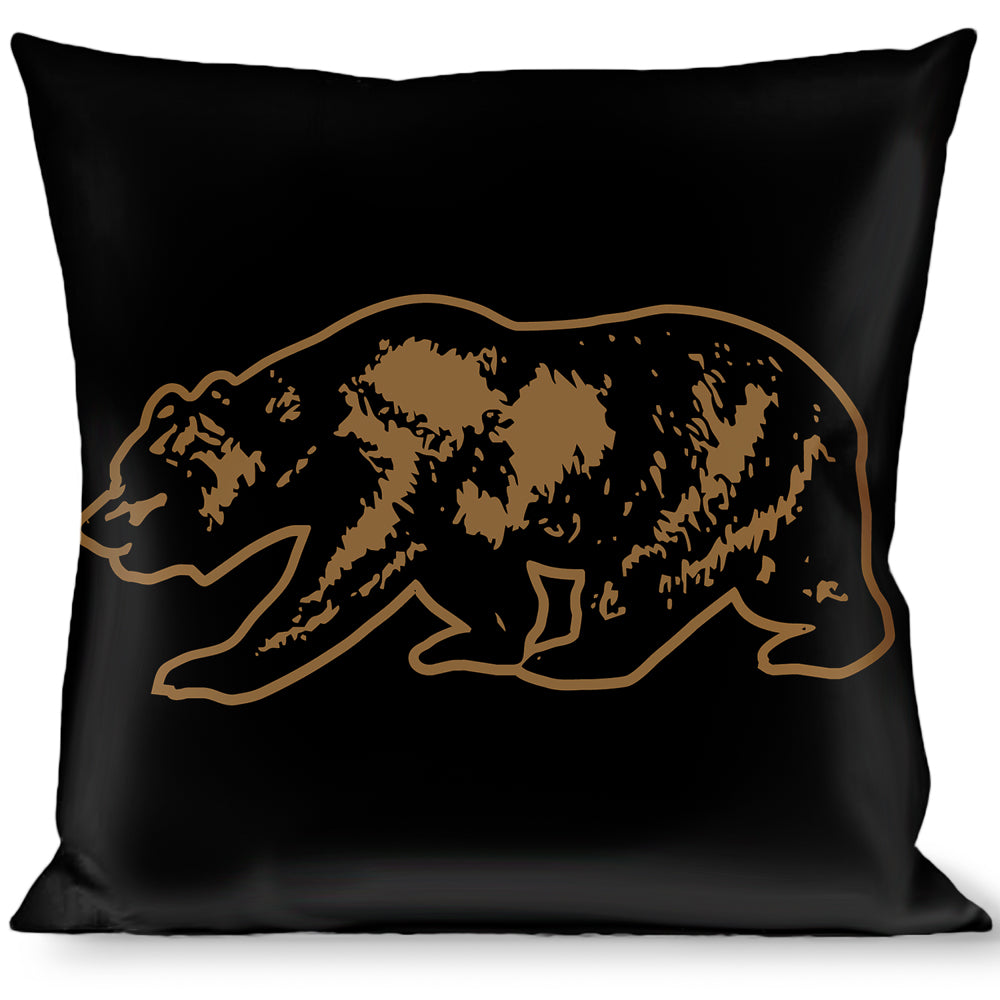 Buckle-Down Throw Pillow - California Grizzly Bear Outline Black/Brown Throw Pillows Buckle-Down   