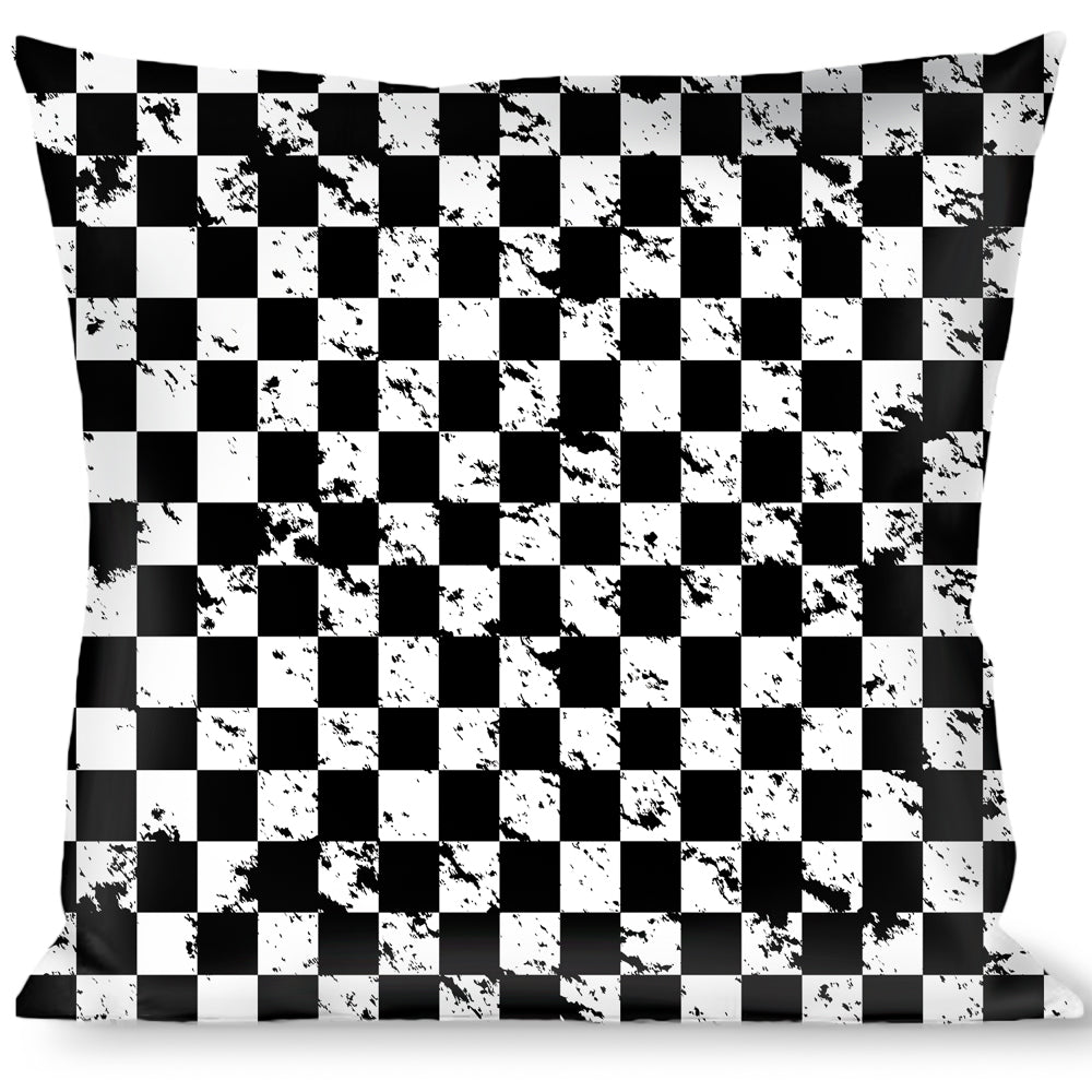 Buckle-Down Throw Pillow - Checker Weathered2 Black/White Throw Pillows Buckle-Down   