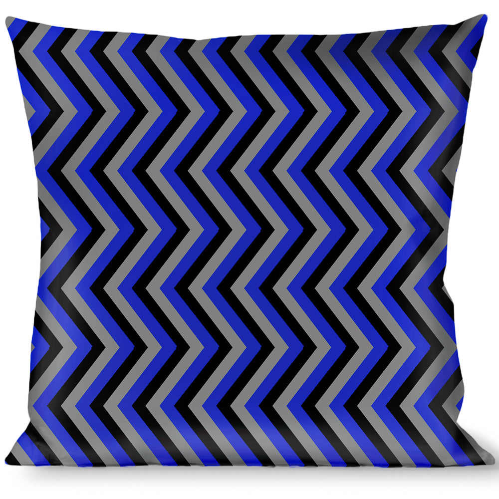 Buckle-Down Throw Pillow - Chevron Blue/Black/Gray Throw Pillows Buckle-Down   