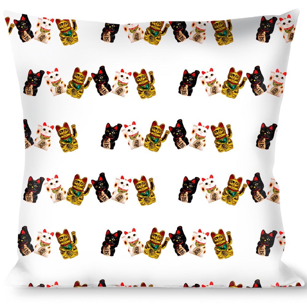 Buckle-Down Throw Pillow - Maneki Neko Lucky Cats Gold/Black/White Throw Pillows Buckle-Down   