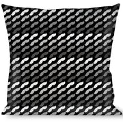 Buckle-Down Throw Pillow - Mustache Monogram Black/Grays Throw Pillows Buckle-Down   