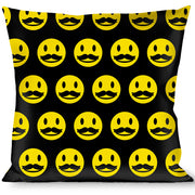 Buckle-Down Throw Pillow - Mustache Happy Face2 Black/Yellow/Black Throw Pillows Buckle-Down   