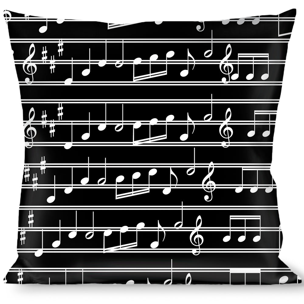 Buckle-Down Throw Pillow - Music Notes Black/White Throw Pillows Buckle-Down   
