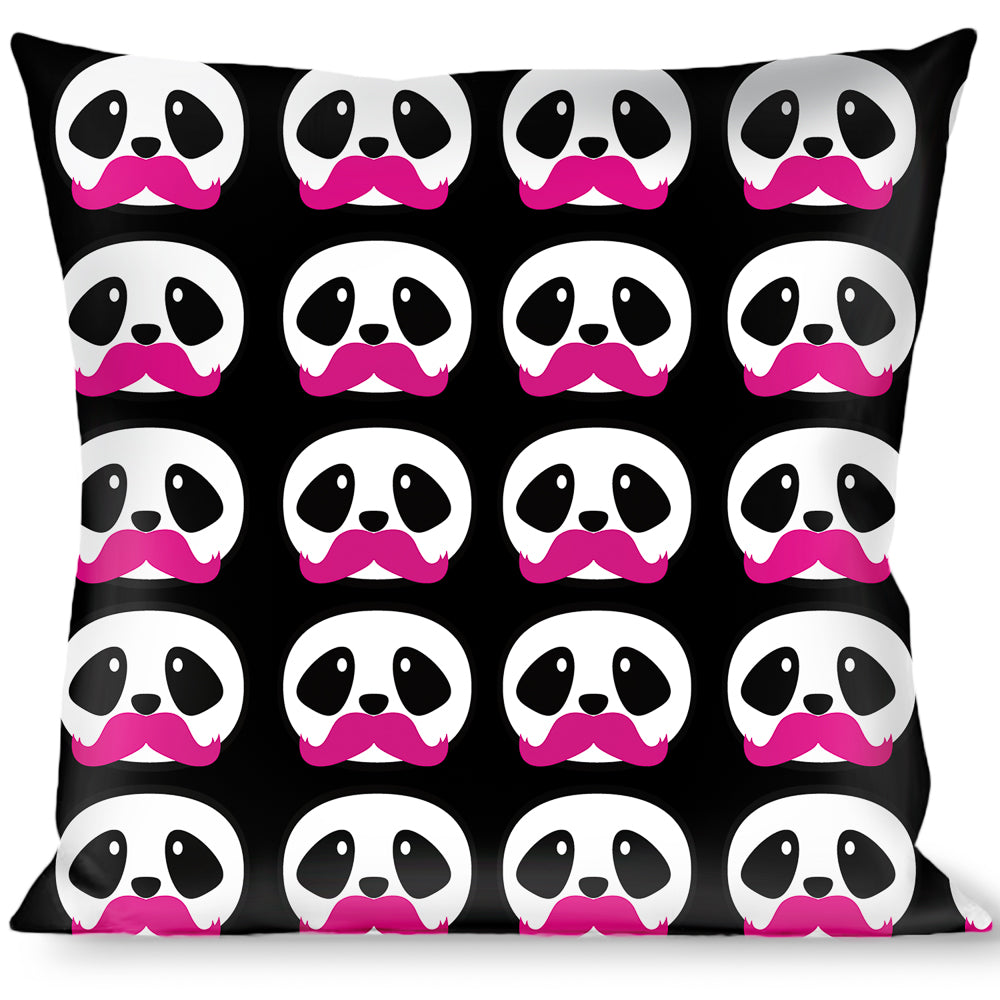 Buckle-Down Throw Pillow - Panda Face w/Pink Mustache Throw Pillows Buckle-Down   
