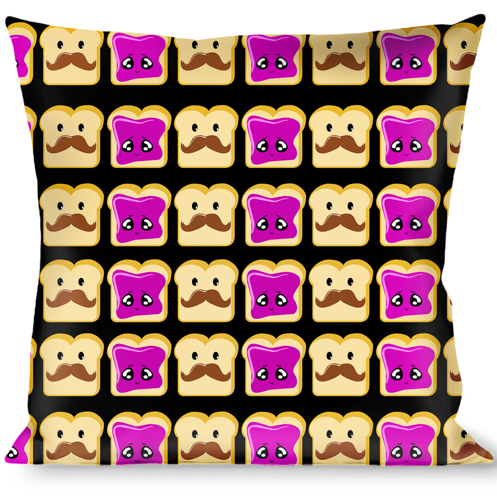 Buckle-Down Throw Pillow - Peanut Butter w/Mustache & Jelly Throw Pillows Buckle-Down   