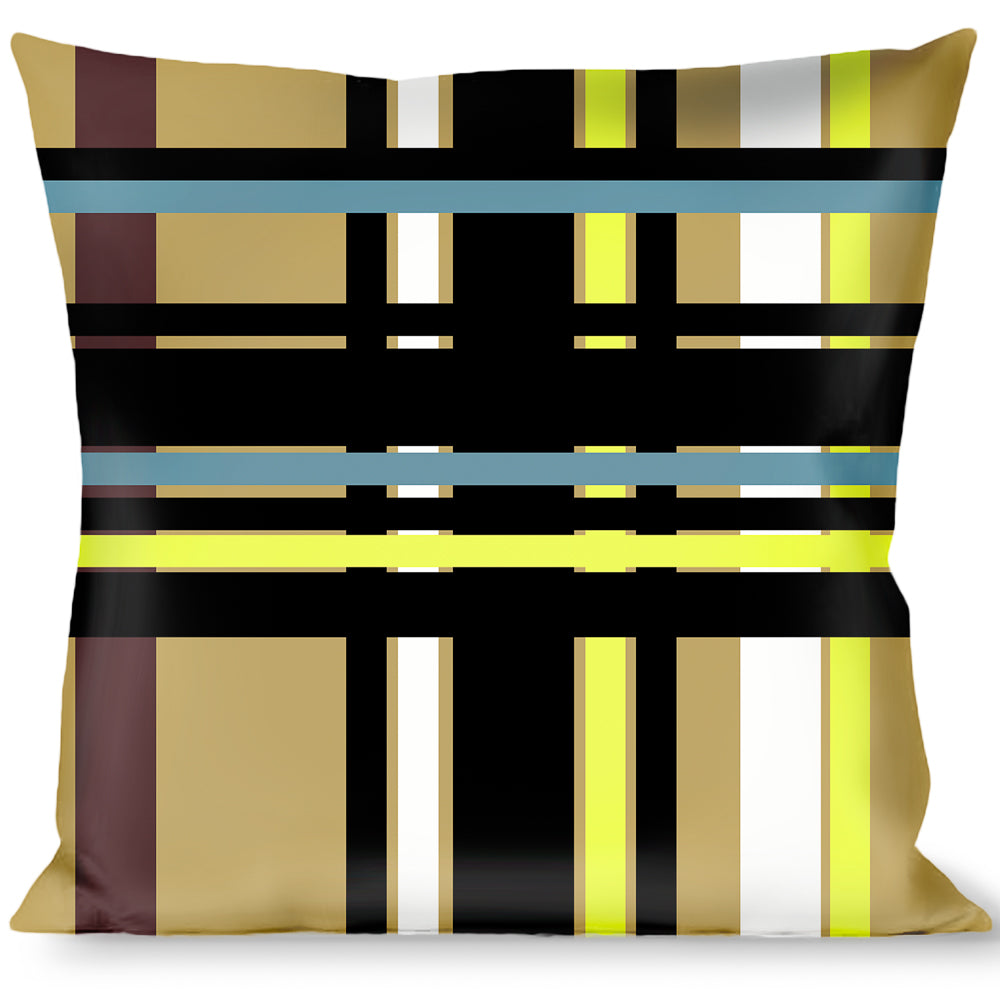 Buckle-Down Throw Pillow - Plaid Tan Throw Pillows Buckle-Down   