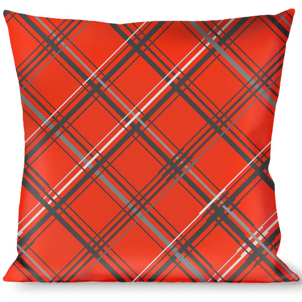 Buckle-Down Throw Pillow - Plaid X Orange/Gray Throw Pillows Buckle-Down   