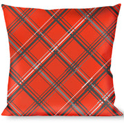 Buckle-Down Throw Pillow - Plaid X Orange/Gray Throw Pillows Buckle-Down   