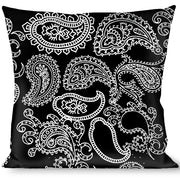 Buckle-Down Throw Pillow - Paisley2 Black/White Throw Pillows Buckle-Down   