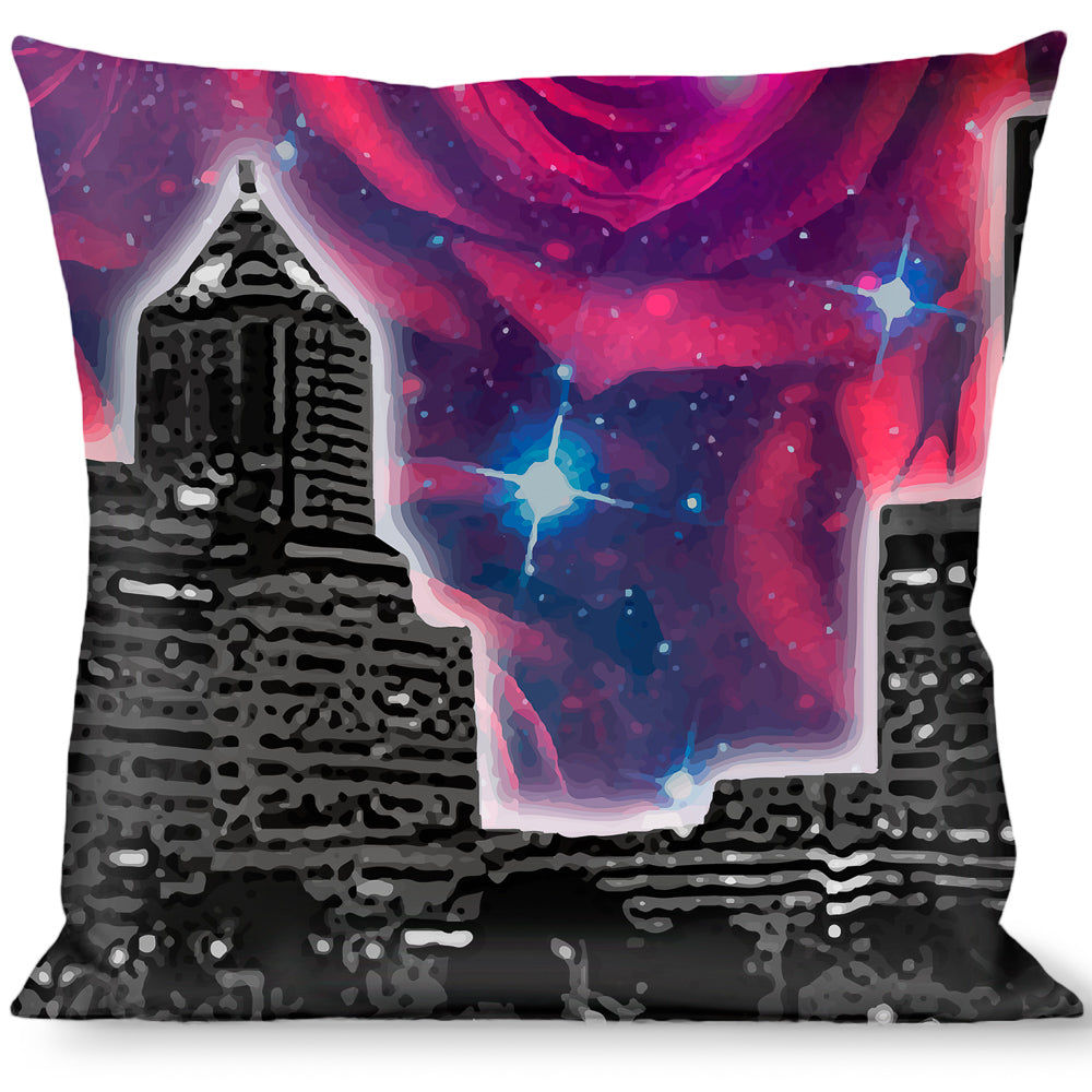 Buckle-Down Throw Pillow - Portland Vivid Skyline Cosmic Roses Throw Pillows Buckle-Down   