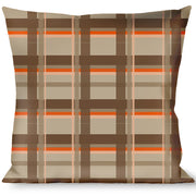 Buckle-Down Throw Pillow - Plaid Tan Shades/Orange Throw Pillows Buckle-Down   