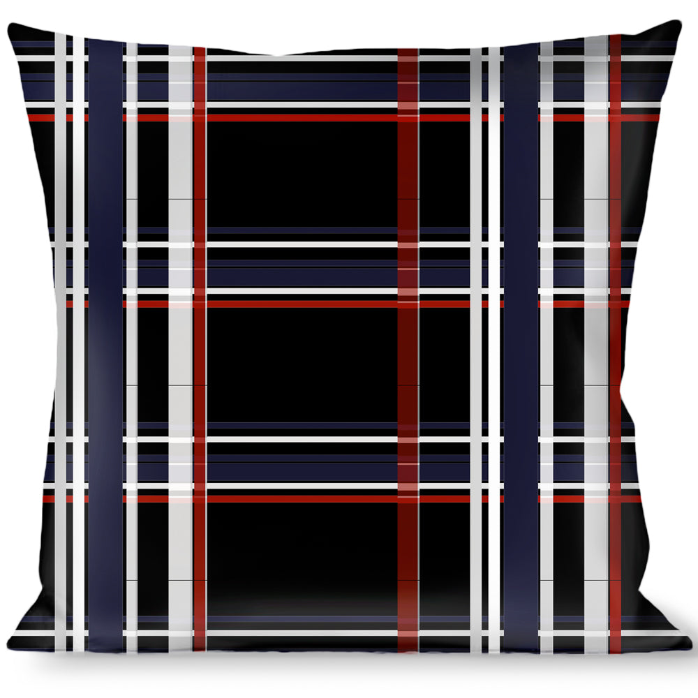 Buckle-Down Throw Pillow - Plaid Black/Red/White/Blue Throw Pillows Buckle-Down   