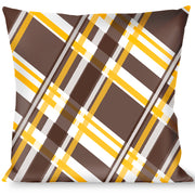 Buckle-Down Throw Pillow - Plaid X Brown/White/Gold Throw Pillows Buckle-Down   