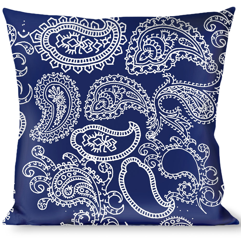 Buckle-Down Throw Pillow - Paisley Blue/White Throw Pillows Buckle-Down   