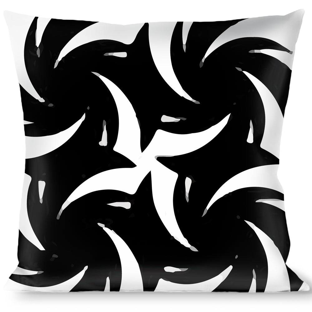 Buckle-Down Throw Pillow - Pinwheel Plumes White/Black Throw Pillows Buckle-Down   