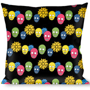 Buckle-Down Throw Pillow - Skulls & Flowers Black/Multi Color Throw Pillows Buckle-Down   