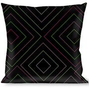 Buckle-Down Throw Pillow - Square Lines Black/Greens/Pinks Throw Pillows Buckle-Down   