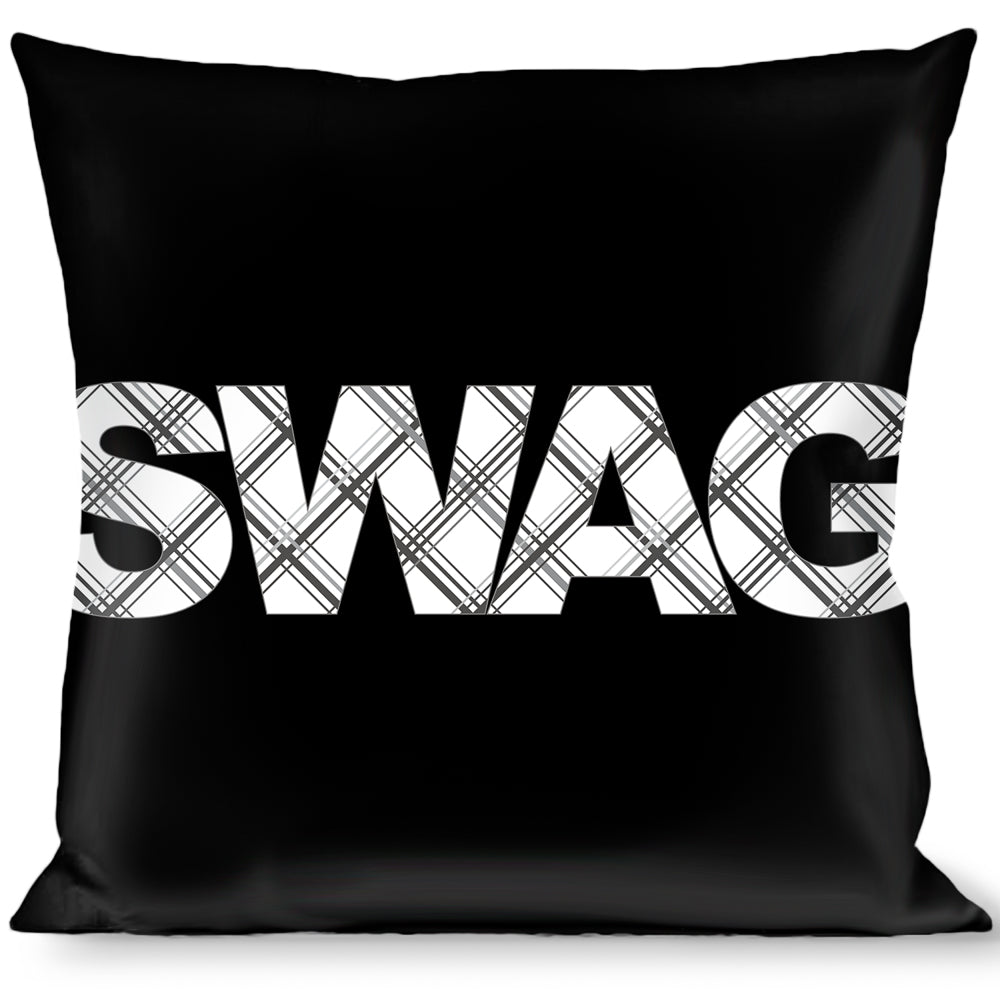 Buckle-Down Throw Pillow - SWAG Black/Plaid X White/Gray Throw Pillows Buckle-Down   