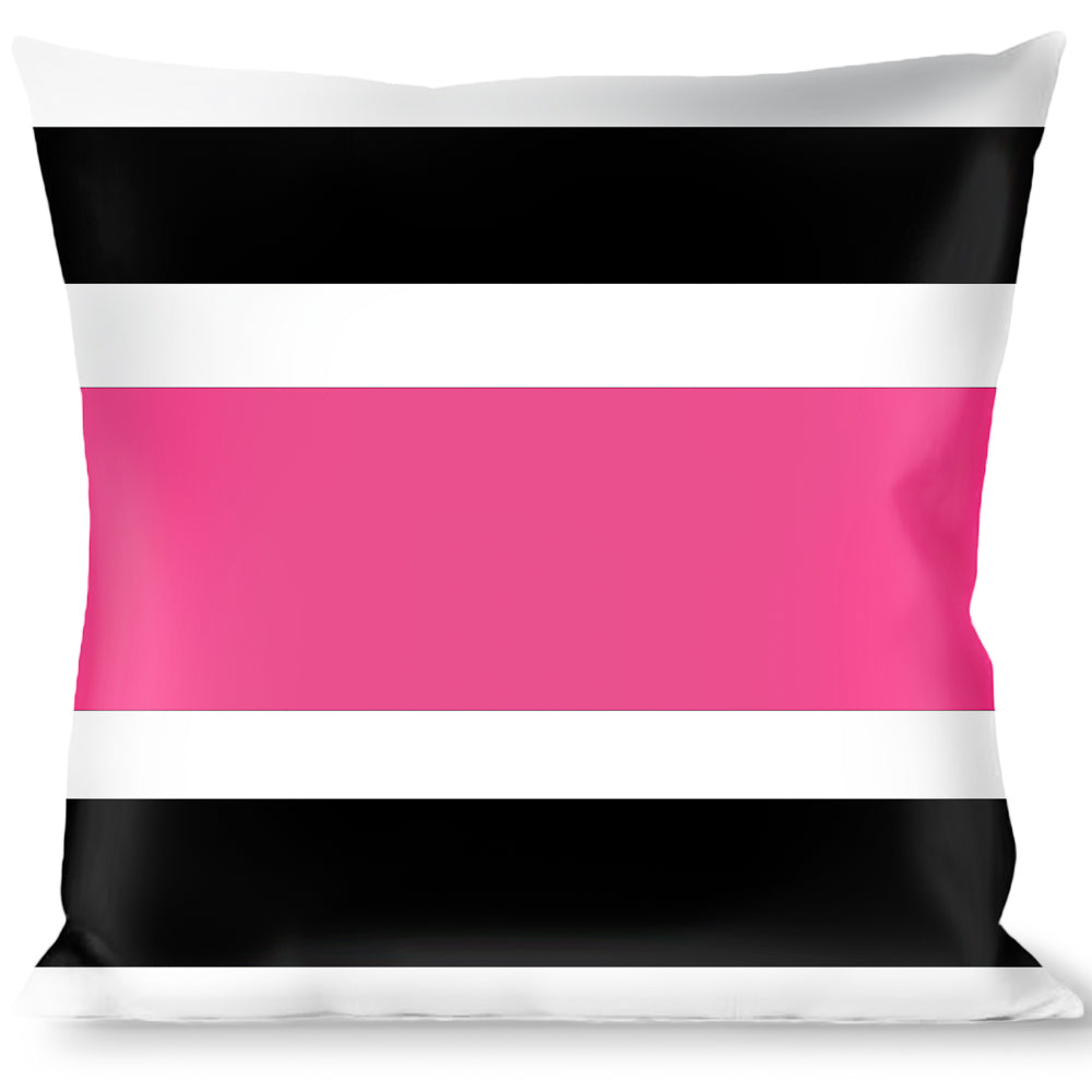 Buckle-Down Throw Pillow - Stripes White/Black/White/Pink Throw Pillows Buckle-Down   