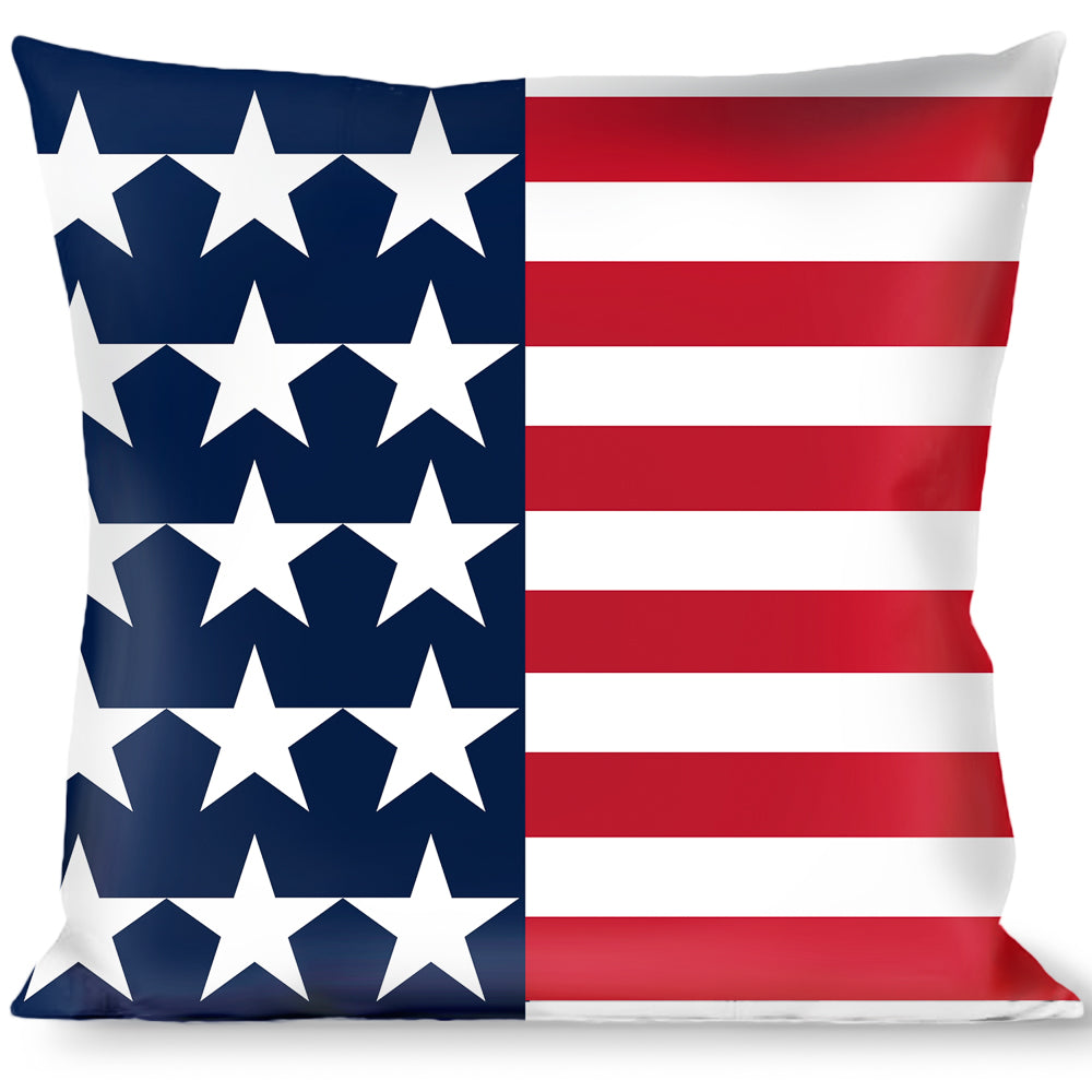 Buckle-Down Throw Pillow - Stars & Stripes Blue/White/Red/White Throw Pillows Buckle-Down   