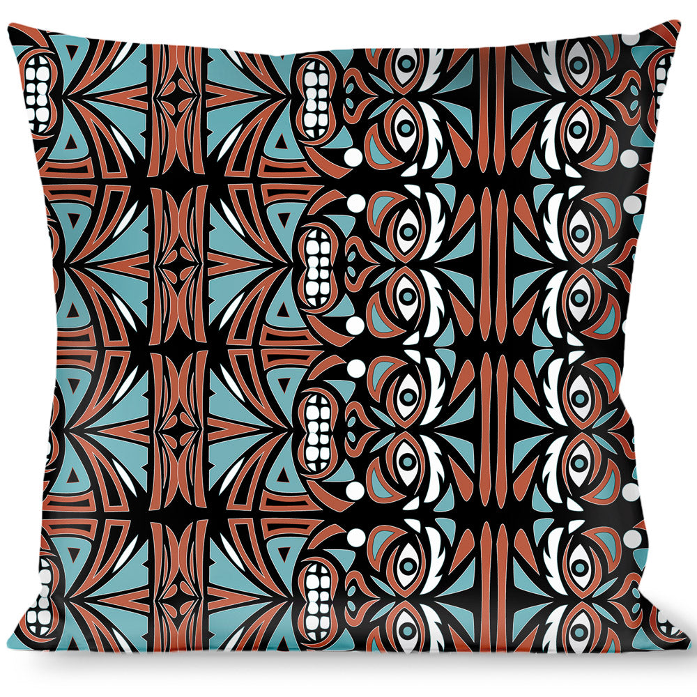Buckle-Down Throw Pillow - Totem Carvings Black/White/Orange/Turquoise Throw Pillows Buckle-Down   