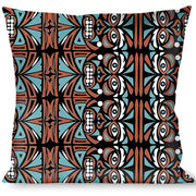 Buckle-Down Throw Pillow - Totem Carvings Black/White/Orange/Turquoise Throw Pillows Buckle-Down   