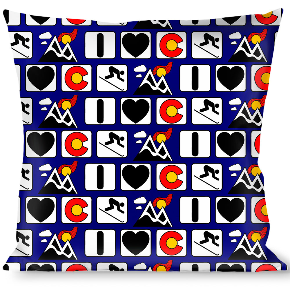 Buckle-Down Throw Pillow - I HEART COLORADO SKIING Logos/Mountain Throw Pillows Buckle-Down   
