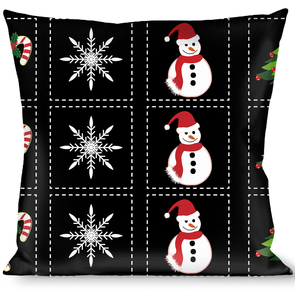 Buckle-Down Throw Pillow - Christmas Blocks Black/White/Multi Color Throw Pillows Buckle-Down   