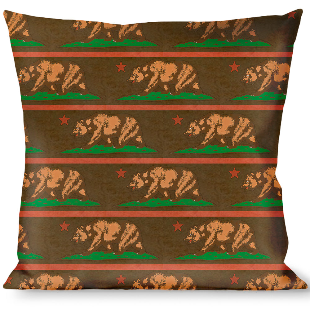 Buckle-Down Throw Pillow - California Flag Weathered Browns Throw Pillows Buckle-Down   