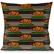 Buckle-Down Throw Pillow - Cali Bear/Star/US Flag Stretch Black/White/Red Throw Pillows Buckle-Down   