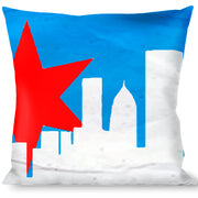 Buckle-Down Throw Pillow - Chicago Skyline/Flag Distressed Black/White/Red Throw Pillows Buckle-Down   