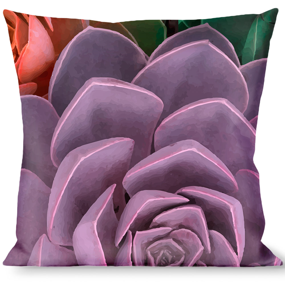 Buckle-Down Throw Pillow - Succulents Stacked Green/Pink/Orange Throw Pillows Buckle-Down   