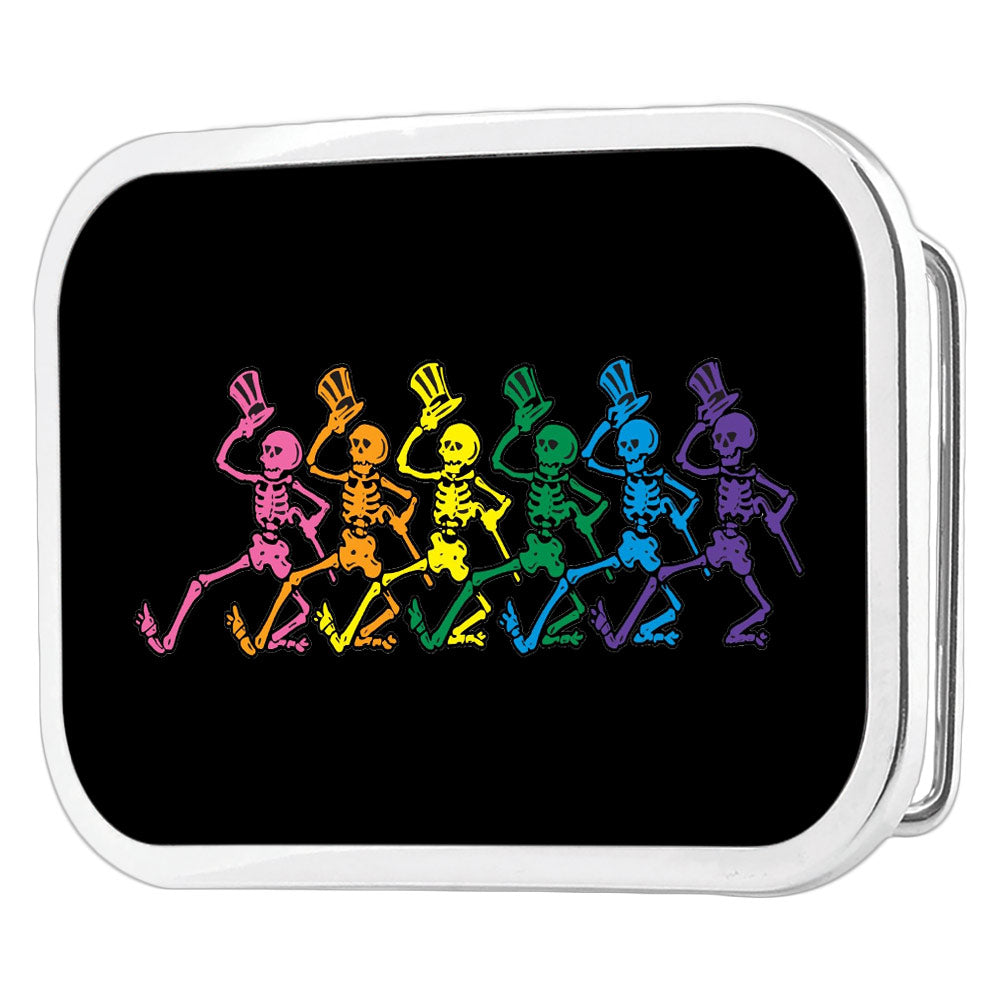Dancing Skeletons FCG Black/Multi Color - Chrome Rock Star Buckle Belt Buckles Grateful Dead   