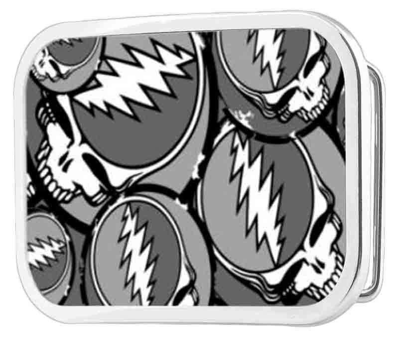 Steal Your Face Stacked FCG Gray - Matte Rock Star Buckle Belt Buckles Grateful Dead   