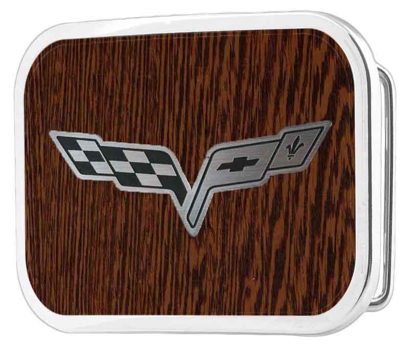 C6 Framed Marquetry Black Walnut/Metal - Matte Rock Star Buckle Belt Buckles GM General Motors   
