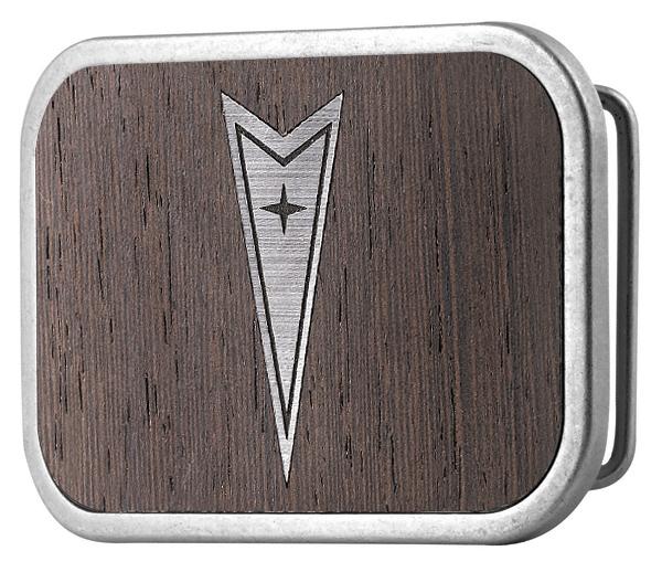 Pontiac Framed Marquetry Black Walnut/Metal - Matte Rock Star Buckle Belt Buckles GM General Motors   