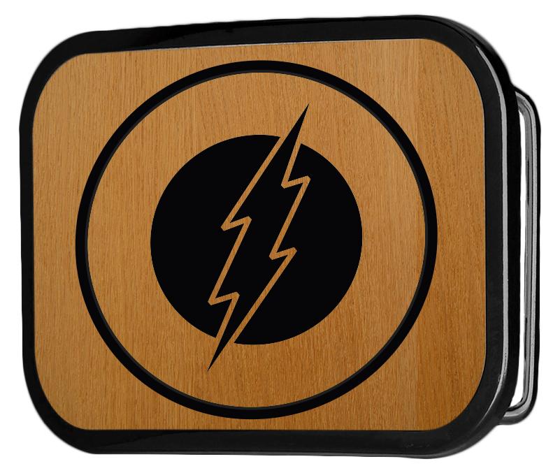 Flash Logo Reverse GW Black - Black Rock Star Buckle Belt Buckles DC Comics   