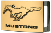 Ford Mustang w/Text Rock Star Buckle - Brushed Gold/Black Belt Buckles Ford   