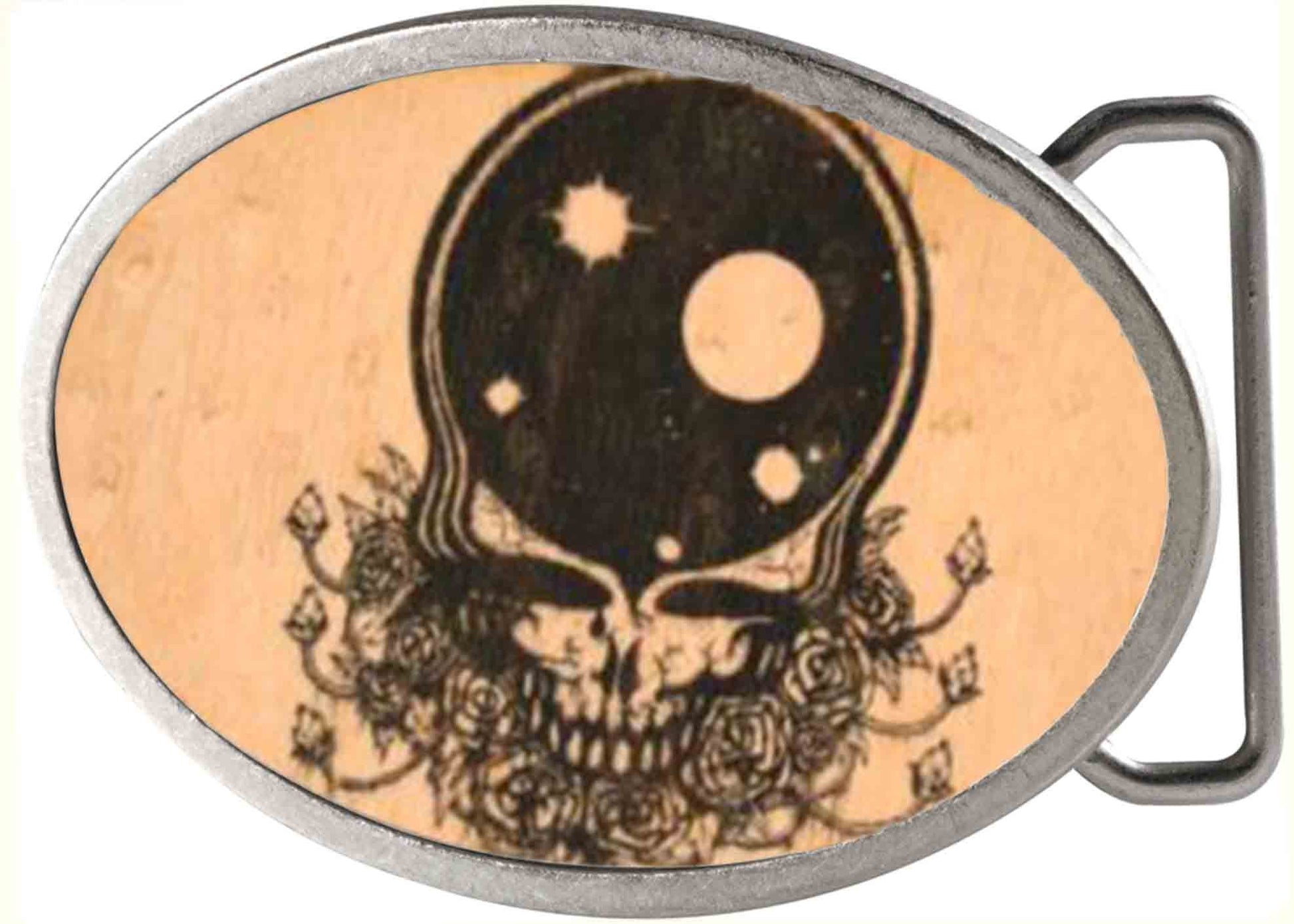 Space Your Face FCWood Natural/Black - Matte Oval Rock Star Buckle Belt Buckles Grateful Dead   