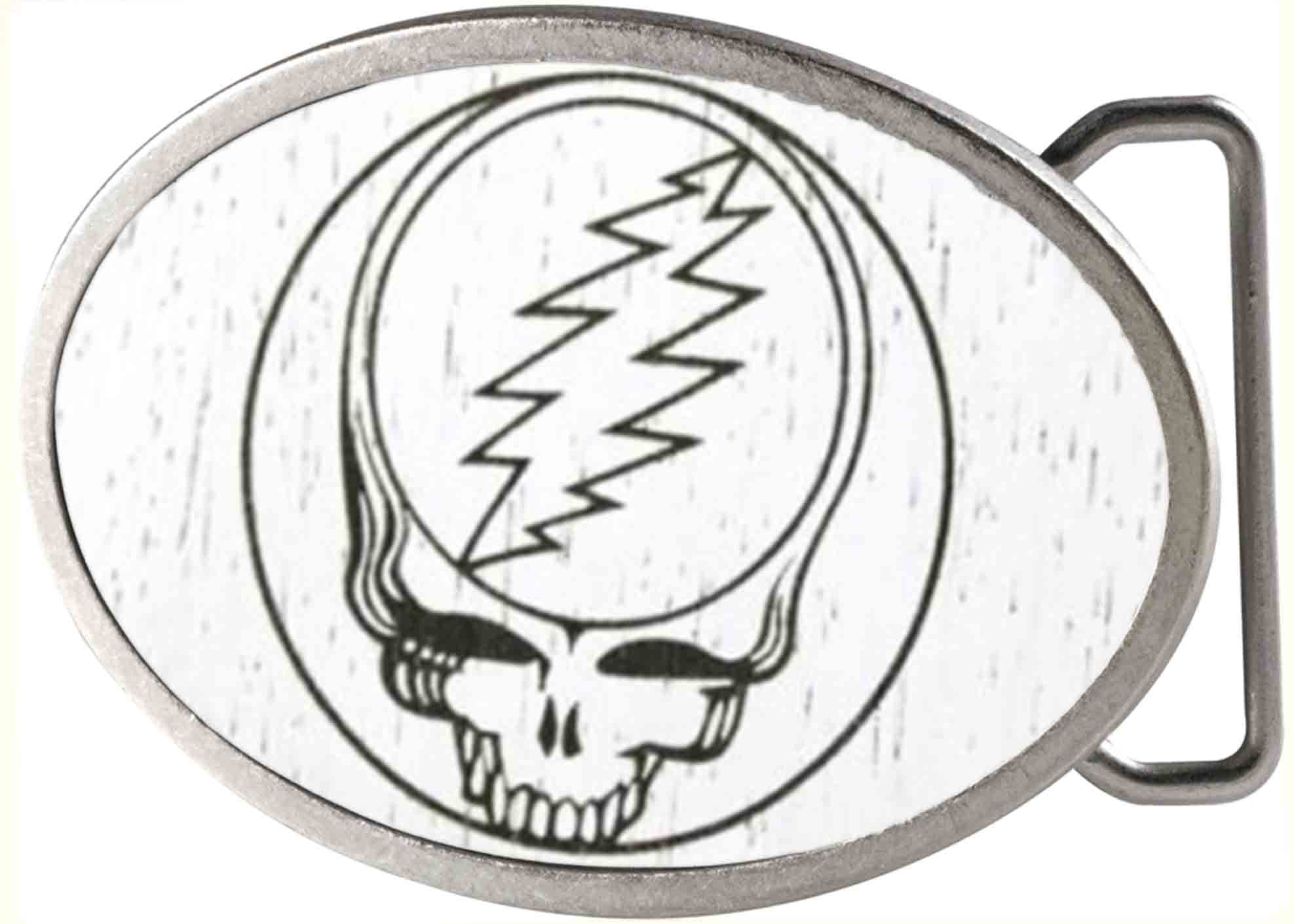 Steal Your Face GW White - Matte Oval Rock Star Buckle Belt Buckles Grateful Dead   