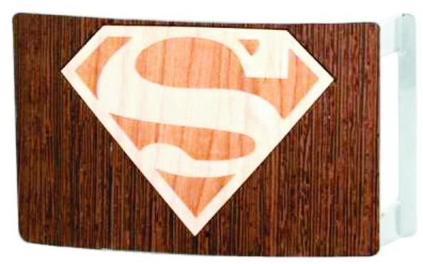 Superman Rock Star Buckle - Marquetry Black Walnut/Maple Belt Buckles DC Comics   