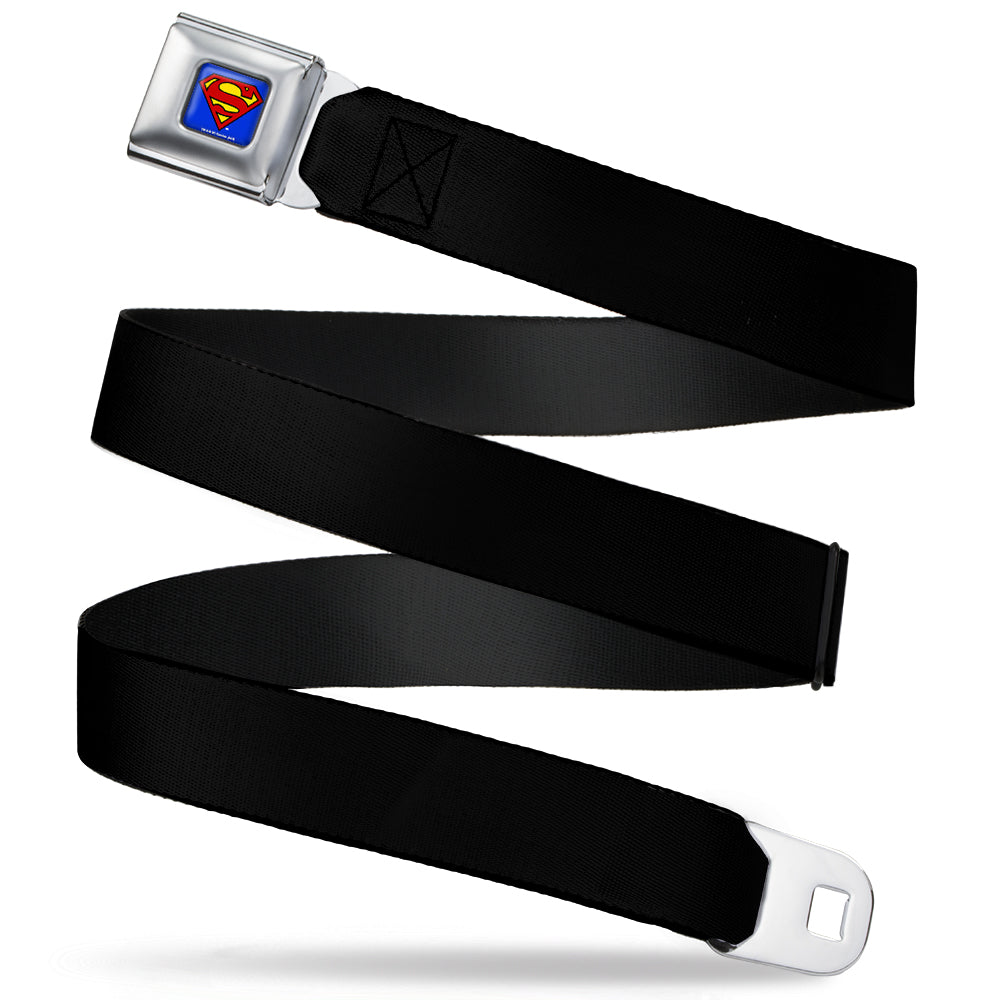 Superman Full Color Blue Seatbelt Belt - (W10200) Black Webbing Seatbelt Belts DC Comics   