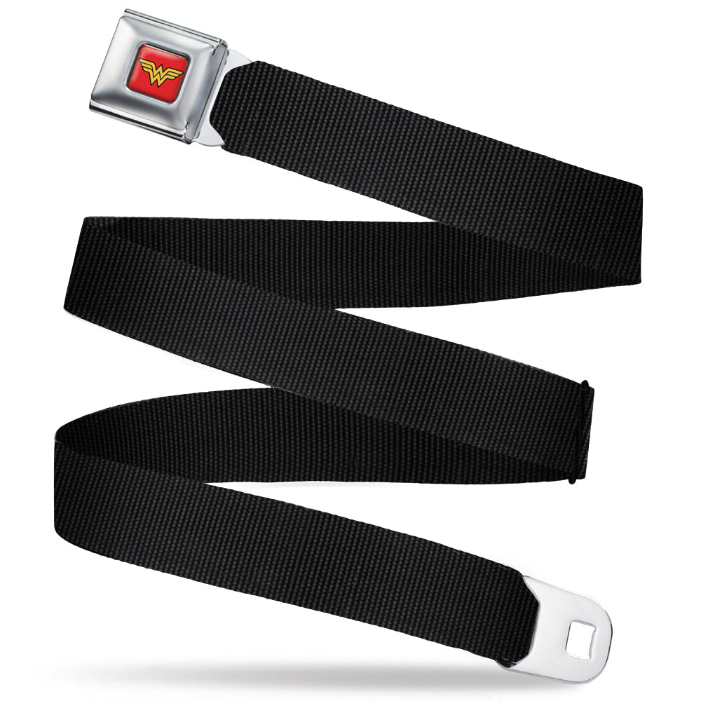Wonder Woman Logo Full Color Red Seatbelt Belt - Black Webbing Seatbelt Belts DC Comics   