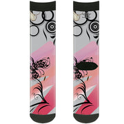 Sock Pair - Polyester - Flowers w/Filigree Pink - CREW Socks Buckle-Down   