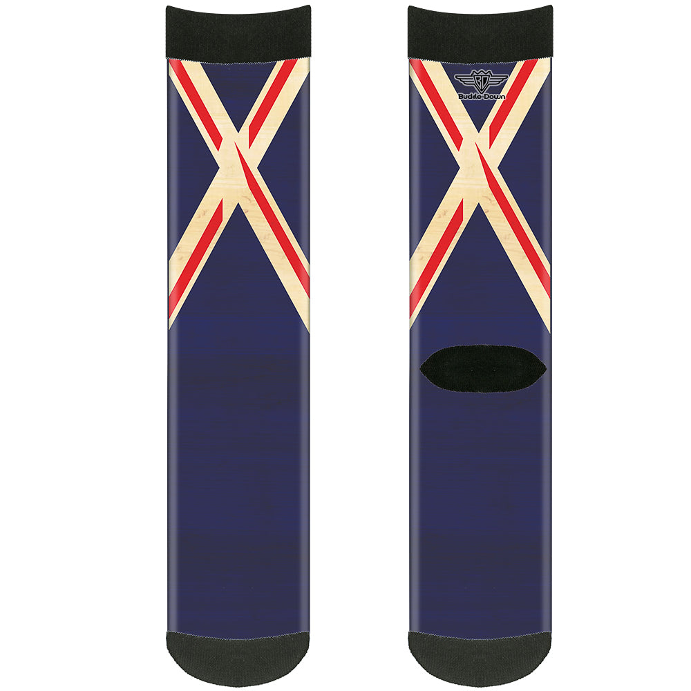 Sock Pair - Polyester - Vintage United Kingdom Flags - CREW Socks Buckle-Down   